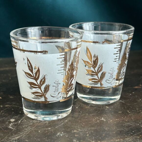 Vintage MCM Starlyte Golden Foliage Shot Glasses - Picture 3 of 7